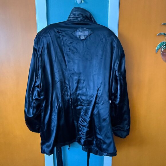 Lane Bryant Black Leather Jacket Belted Womens Size 22/24 Short MOTO Biker - Picture 15 of 16